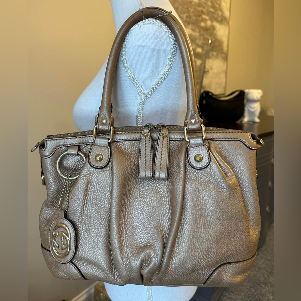 Gucci GG metallic pink/beige leather Bag
